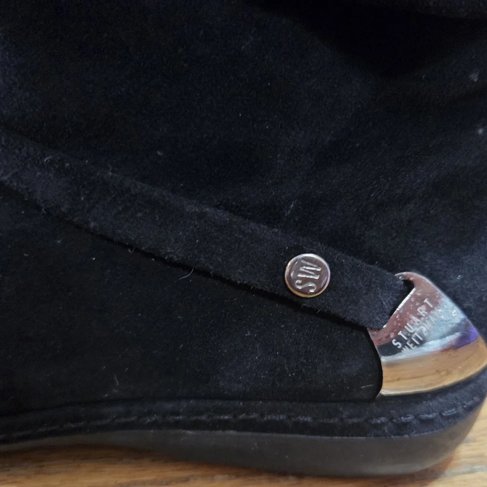Stuart Weitzman Black Suede Sherpa Ankle Boots Size 9.5
